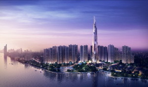 An artist’s impression of the Landmark 81 skyscraper in Ho Chi Minh City is seen in this undated handout photo provided by Atkins