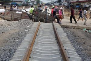 The construction of the rail track to Cambodia as seen in Sa Kaeo province, Thailand